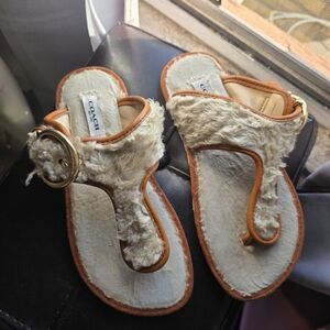 Coach Women's Cream and Tan Sandals